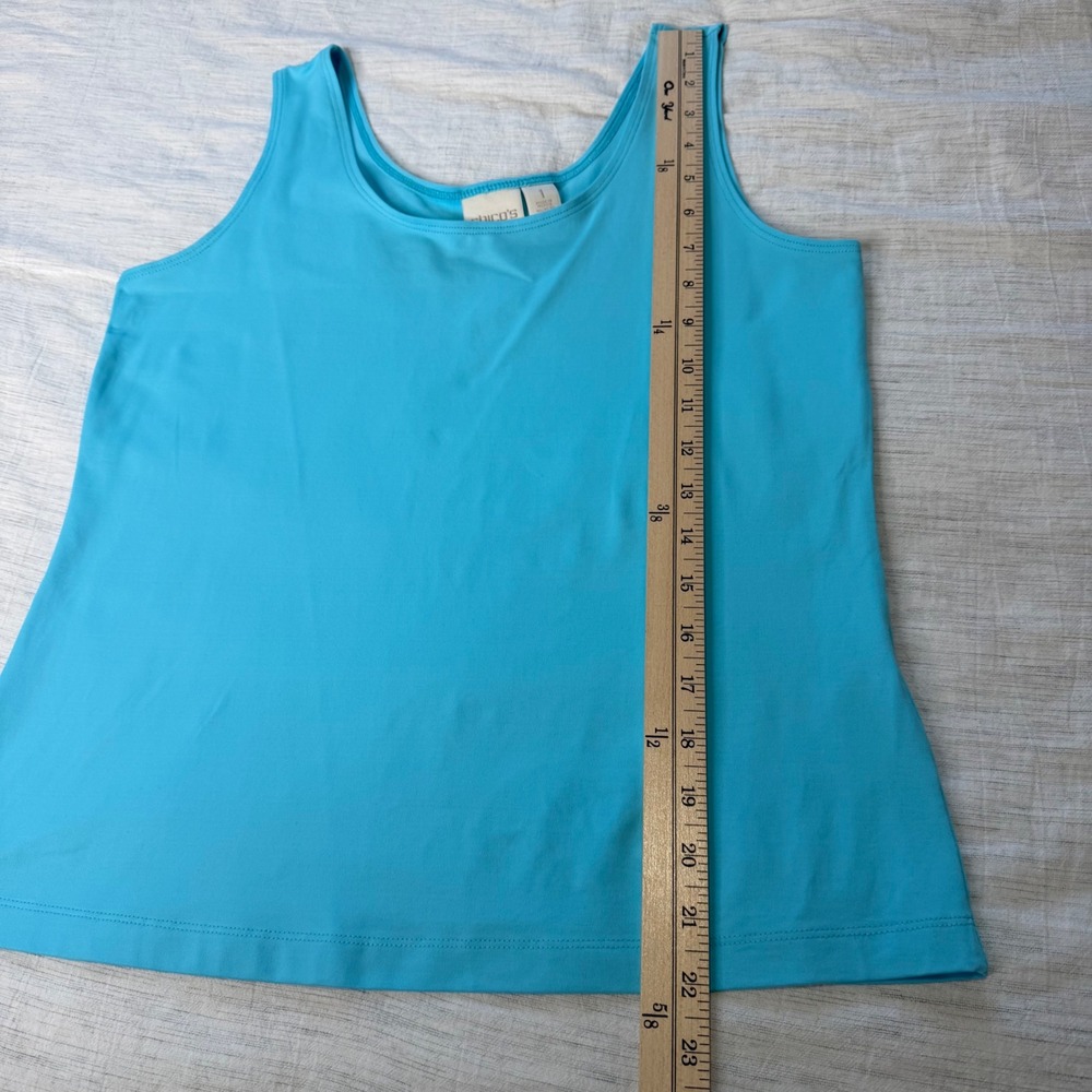 Chico's Women Size 1 (M) Turquoise Blue Tank Top Scoop Neck Stretch 4501759783 - Picture 10 of 10